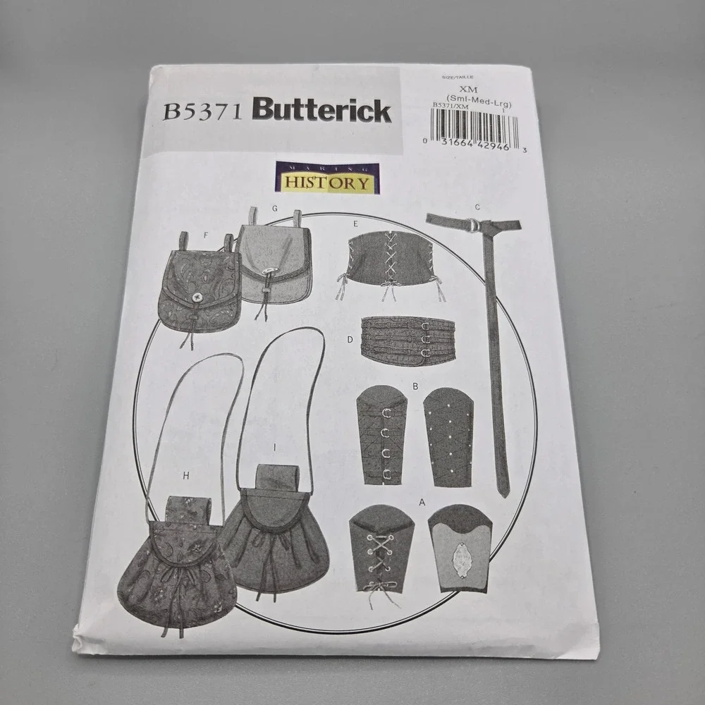 Butterick B5371 Making History Renaissance Steampunk Accessories Pattern XM S-L